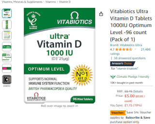 Grab Vitabiotics Ultra Vitamin D tablets sold at Amazon for £2.70