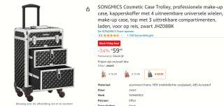 Songmics Cosmetic Case Trolley, voor €59,99 bij Amazon