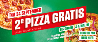 2e pizza gratis bij New York Pizza