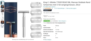 King C Gillette Double Edge Safety Scheermes voor €11,24