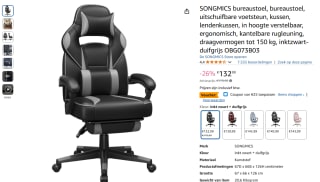 Songmics Gaming Bureaustoel voor €107,99 bij Amazon NL