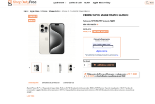 Iphone 15 Pro 256GB blanco/negro por solo 1.143,45€