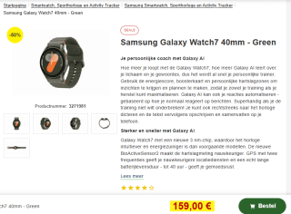 Samsung Galaxy Watch7 SM-L300 40 mm groen of beige voor €159 bij Proshop