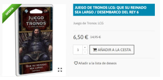 Juego de Tronos LCG: Que Su Reinado Sea Largo / Desembarco del Rey 6 por 6.5€