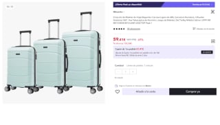 Juego de 3 Maletas Trolley ABS Semirrígidas 4 Ruedas por 59.41€ (Cuenta Nueva 47.41€)