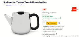 Theepot Bredemeijer Vasco 1L met theefilter voor €19,12 bij bol.com