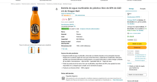 Amazon Prime Botella de agua reutilizable Dragon Ball por solo 5,95€