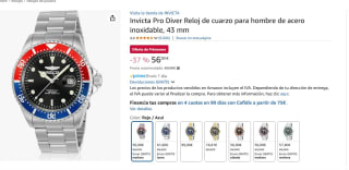 Reloj de cuarzo para hombre de acero inoxidable, 43 mm Invicta Pro Diver por 56€