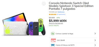 Nintendo Switch OLED Splatoon a $5,999 en Claro Shop