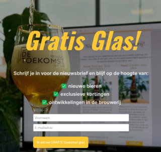 Gratis bierglas bij inschrijving op de nieuwsbrief van Brouwerij De Toekomst