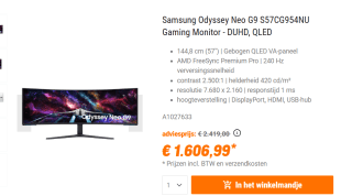 Samsung Odyssey Neo G95NC 57" (S57CG954NU) Zwart voor €1.606,99 bij Nbb