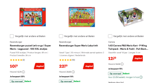 Tot 25% korting op het Super Mario assortiment bij Bol