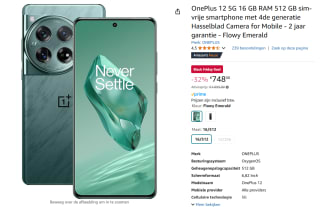 OnePlus 12 512GB Groen of zwart voor €749 bij Amazon