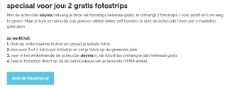 2 foto strips gratis dmv de code bij de Hema