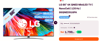 LG 86QNED916PA NanoCell 4K Smart Tv voor €1.799 bij Ibood