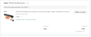 Cuenta nueva Envasadora al vacío 220W + 10 bolsas por solo 1,06€