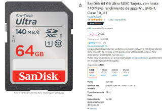 SanDisk 64 GB Ultra SDXC Tarjeta por 9,65€