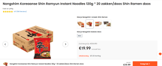 Nongshim Instant Noedels 20 stuks voor €19,99 bij Ochama