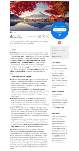 Japón 12 días Hotel + Vuelos por 2199€ por persona.