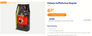 1 kg Palazzo koffiebonen Regular/Dark Roast voor €6,37 bij Action
