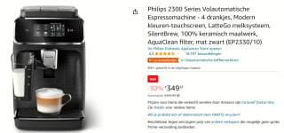 Philips Volautomatische espressomachine serie 2300 (EP2330/10) voor €349,38 bij Amazon