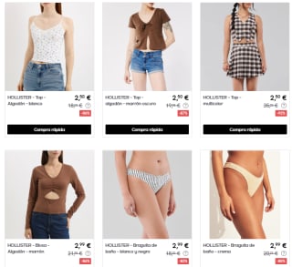 Rebajas liquidación hasta 95% descuento en la marca Hollister