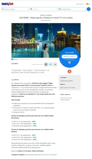 Dubai 5 días H 5* + Vuelos desde 844€ por persona.