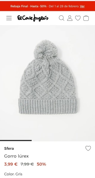 Sfera Gorro lurex infantil por 3,99€.