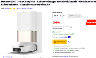 Dreame Robotstofzuiger met dweilfunctie X40 Ultra Complete White voor €1.019 bij Bol