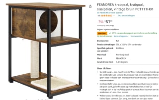 Feandra Songmics Krabpaal Sidetable voor €46,49 bij Amazon
