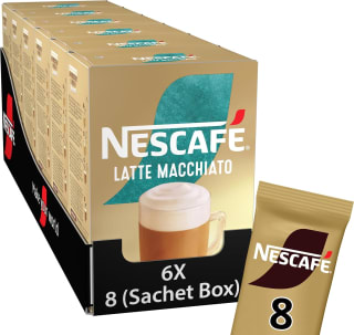 6 doosjes à Nescafé Latte macchiato oploskoffie 8 stuks voor €8,41 bij Amazon