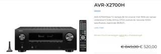 Denon AVR-X2700H receiver voor €520 bij Paulissen