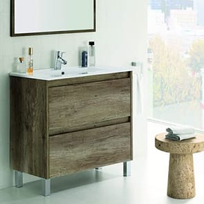 Mueble de baño con 2 cajones y espejo por 85€
