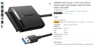 UGREEN USB 3.0 harde schijf adapter voor 2.5/3.5 Inch HDD/SSD voor €11,19