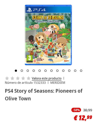 Story of Seasons: Pioneers of Olive Town PS4 por 12,99€.