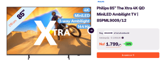 Philips The Xtra 85PML9009 Ambilight (2024) voor €1.799 bij Ibood