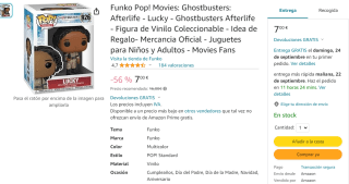 Funko Pop! Movies: Ghostbusters Lucky por 7€