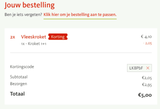 1+1 gratis op alle kroketten bij Kwalitaria