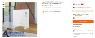 Radiador Eléctrico de Cristal Origial CRYSTALWAVE 1000W por 55.99€