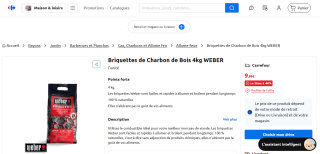Lot de 2x4kg de briquettes de charbon de bois Weber à 9,99€