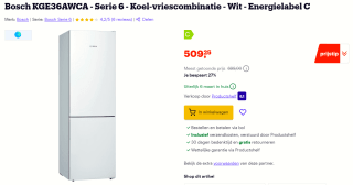 Bosch KGE36AWCA - Serie 6 - Koel-vriescombinatie voor €509,25 bij Bol.com