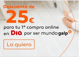 Código 25€ Descuento en tu compra en DIA con Galp