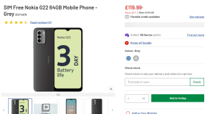 Nokia G22 64GB Mobile Phone Grey for £119.99 at Argos