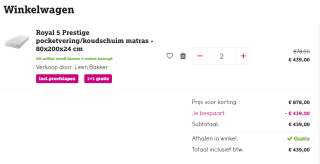 1+1 gratis op alle Royal 5 matrassen bij Leen Bakker