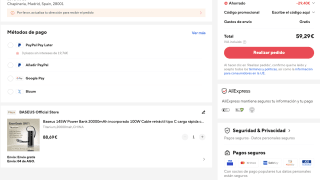 Baseus 145W Power Bank 20000mAh incorporado 100W por solo 59,29€