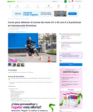 4 clases de maniobras y 2 de circulación en moto en Madrid por 17,99€