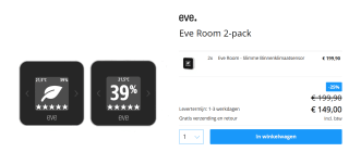 2 stuks Eve Room - Slimme Binnenklimaatsensors voor €149 bij Tink