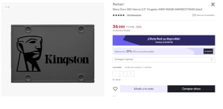 Disco Duro Interno 2.5" Kingston SSD A400 960GB por 27,06€