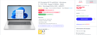 PC Portable HP 17-cp0012nf - Windows 11 - 17,3" FHD à 529,99€
