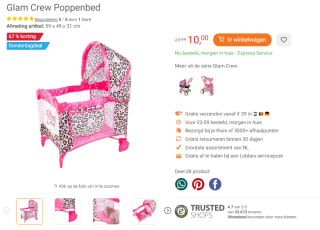 Glam Crew Poppenbed voor €10 bij Lobbes